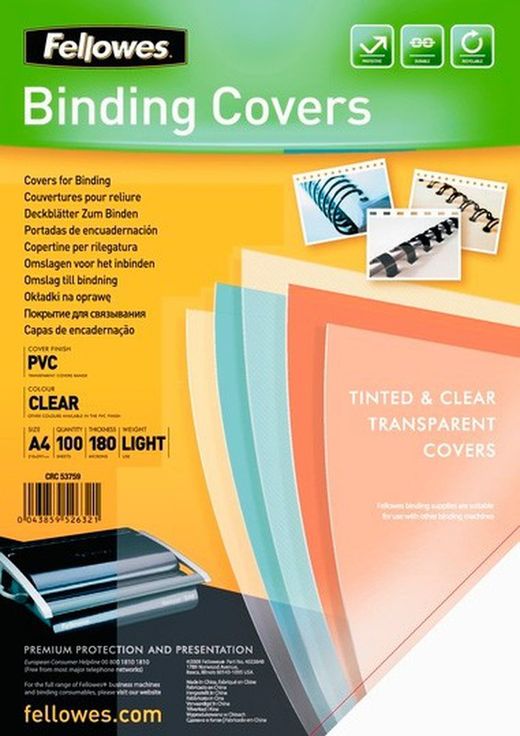 Caixa de 100 capas de PVC para encadernação