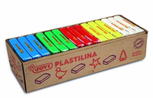 Caixa 15 plasticina 350grs cores sortidas jovi