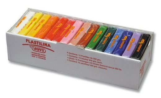 Caixa 15 plasticina 350grs cores sortidas jovi
