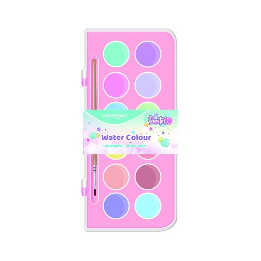 Caixa com 12 aquarelas Keyroad em tons pastel