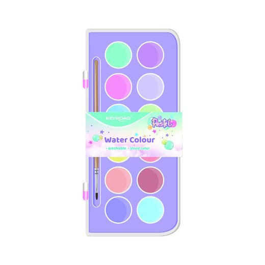 Coffret de 12 aquarelles Keyroad aux tons pastel