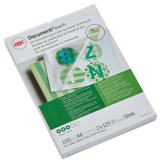 Caixa de 100 mangas de laminação din a4 de 2 x 125 mícrons