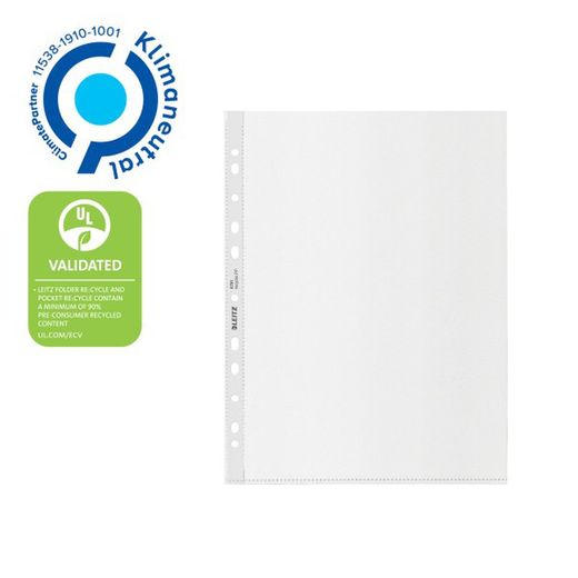 Caixa de 100 tampas de polipropileno Leitz Recycle com reforço.