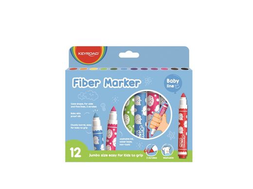 Caixa de 12 marcadores de fibra Keyroad 2 tempos