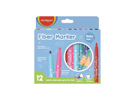 Boîte de 12 marqueurs fibre Keyroad Jumbo