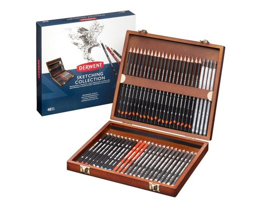 Caja de madera de 48 lápices Derwent para sketching