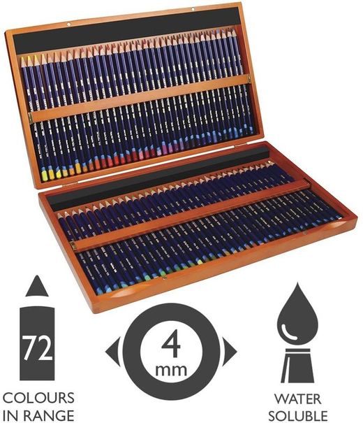 Coffret bois de 72 crayons Derwent inktense
