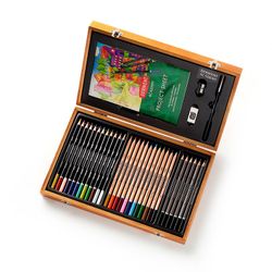 Coffret en bois Derwent Academy avec 35 pièces