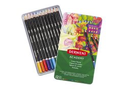 Coffret métallique 12 crayons de couleur Derwent (bois naturel)