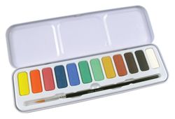 Boîte métallique 12 pastilles d'aquarelle Derwent (pinceau inclus)