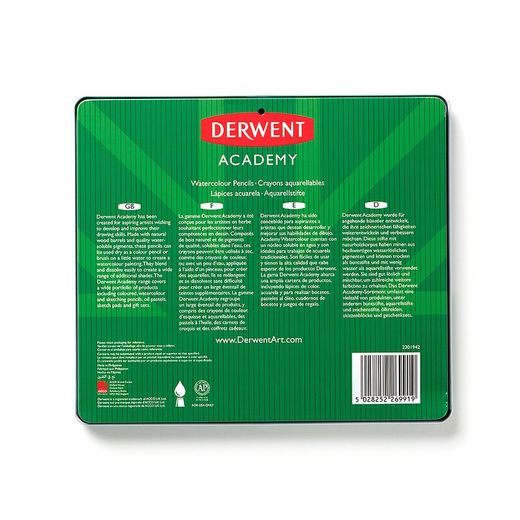 Boîte métal de 24 crayons de couleur aquarellables Derwent