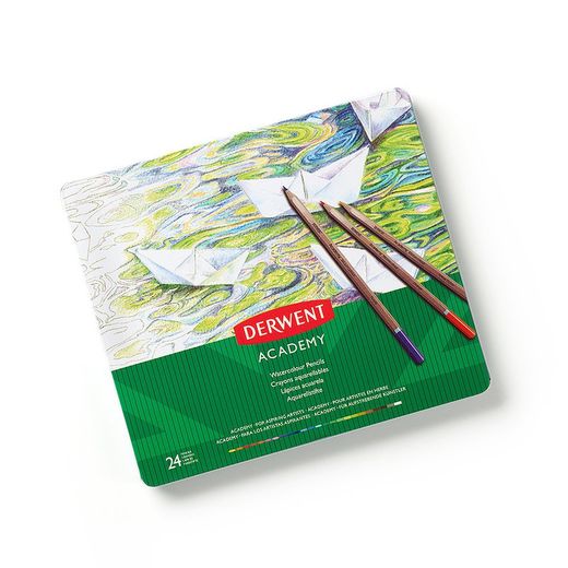 Boîte métal de 24 crayons de couleur aquarellables Derwent