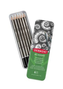 Caixa metálica 6 lápis grafite Derwent - graduação 2H-3B