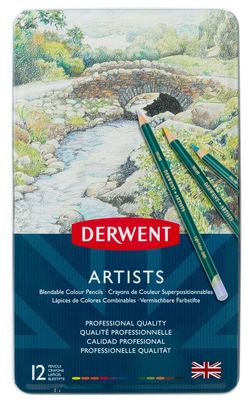 Coffret métal de 12 crayons Derwent Artists