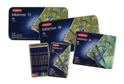 Caixa de metal com 12 lápis Derwent Inktense
