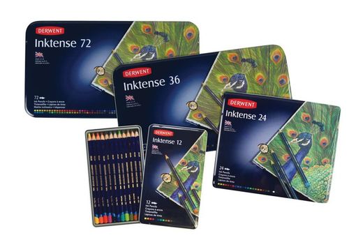 Caixa de metal com 12 lápis Derwent Inktense