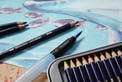 Caixa de metal com 12 lápis Derwent Inktense