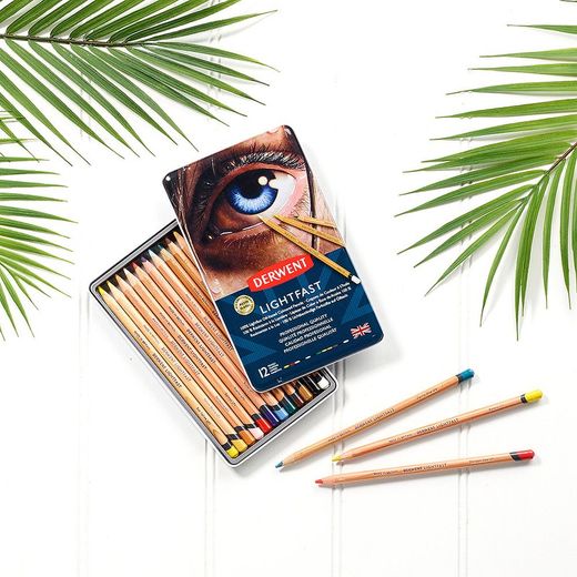 Caixa de metal com 12 lápis Derwent Lightfast (lightfast)