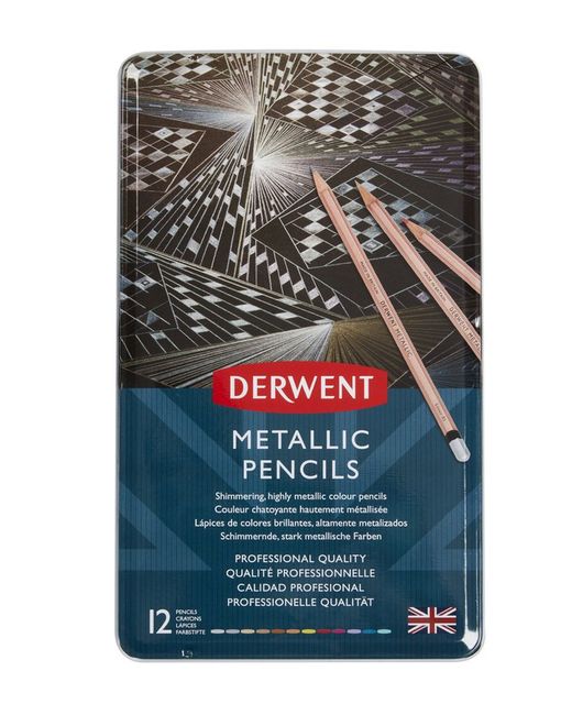 Coffret métallique de 12 crayons Derwent Metallic