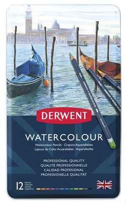 Coffret métallique de 12 crayons Derwent Watercolour