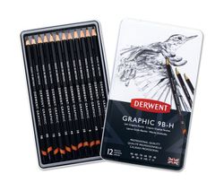 Boîte métal de 12 crayons graphite Derwent (9B-H)