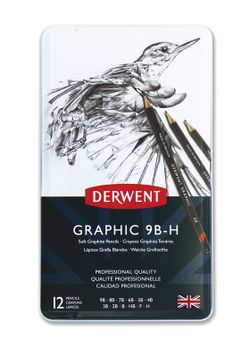Boîte métal de 12 crayons graphite Derwent (9B-H)