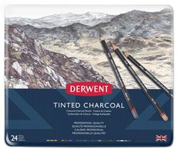 Boîte métal de 24 fusains de couleur Derwent