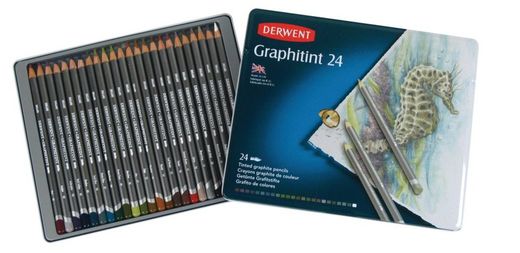 Boîte métal de 24 crayons Derwent Graphtint