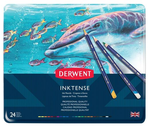Boîte métal de 24 crayons Derwent Inktense