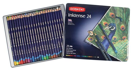Boîte métal de 24 crayons Derwent Inktense