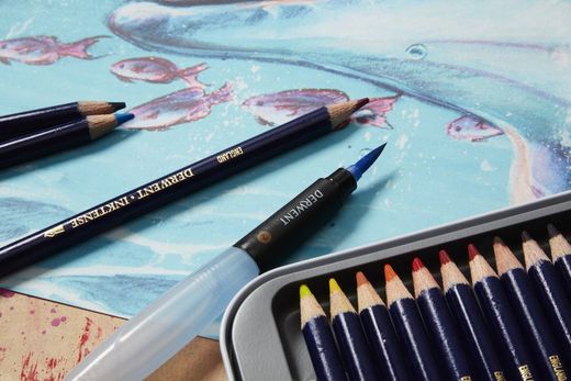 Boîte métal de 24 crayons Derwent Inktense