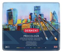 Boîte métal de 24 crayons Derwent Procolour