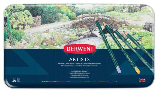 Coffret métal de 36 crayons Derwent Artists