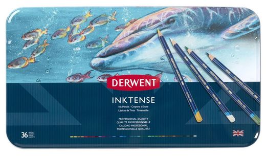 Coffret métal de 36 crayons Derwent Inktense