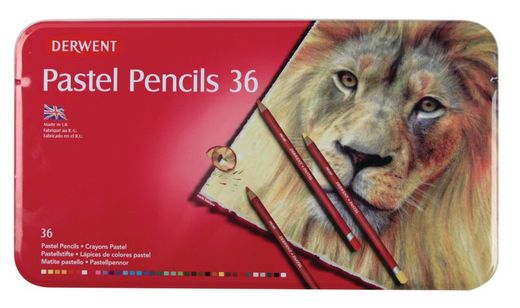 Caixa de metal com 36 lápis Derwent Pastel