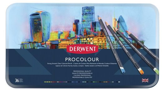 Boîte métal de 36 crayons Derwent Procolour