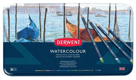 Coffret métallique de 36 crayons Derwent Watercolour