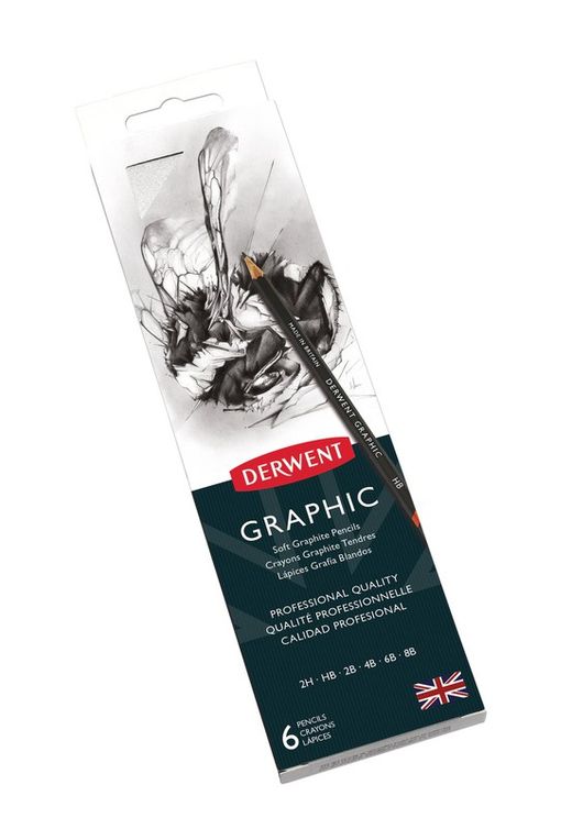 Caixa de metal com 6 lápis de grafite Derwent (6B-2H)