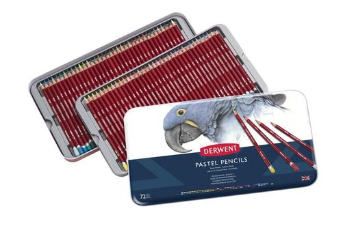 Caixa de metal com 72 lápis Derwent Pastel