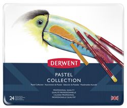 Boîte de collection Derwent Pastel Metal 24 pièces - 8 bâtons et 14 crayons