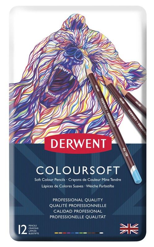 Boîte métallique de 12 crayons Derwent Coloursoft