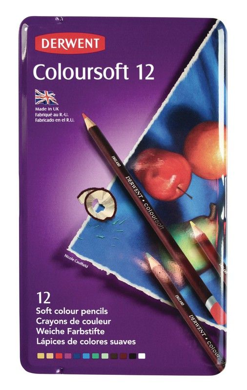 Boîte métallique de 12 crayons Derwent Coloursoft
