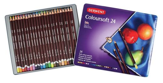Boîte métallique de 24 crayons Derwent Coloursoft