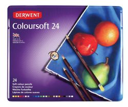 Boîte métallique de 24 crayons Derwent Coloursoft