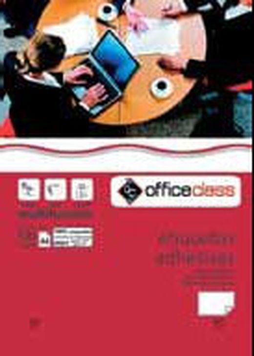 Caixa Officeclass com etiquetas de borda reta