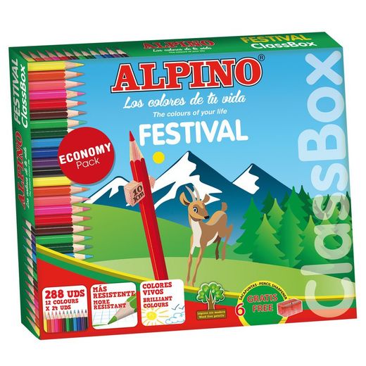 Caixa plástica com 288 tintas alpinas