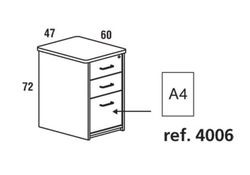 Gavetas com guias de metal com 3 gavetas