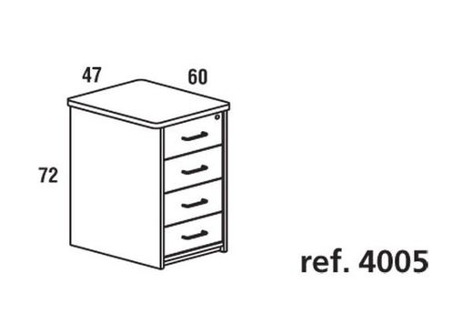 Gavetas com guias de metal com 4 gavetas