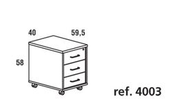 Cômoda com rodas e três gavetas