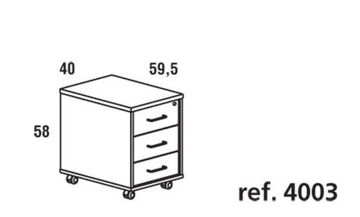 Cômoda com rodas e três gavetas